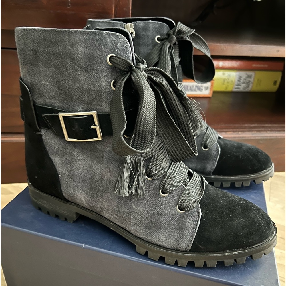 Splendid Celine Black/Gray Combat Boot Size 8.5